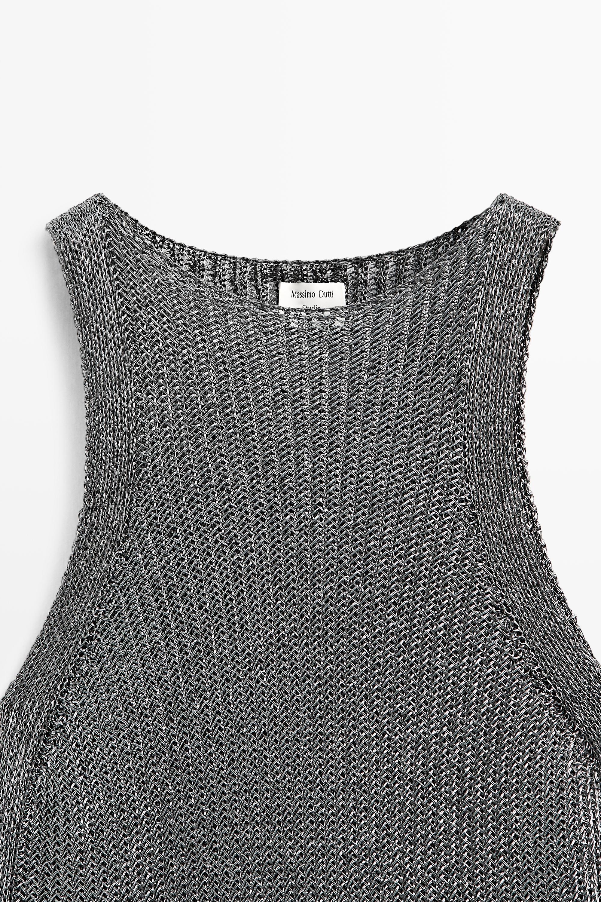 Top encolure américaine en maille métallisée - STUDIO